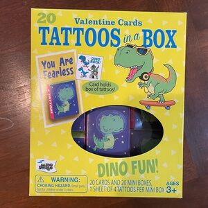 Valentine Cards Tattoos in a Box - Dino Fun